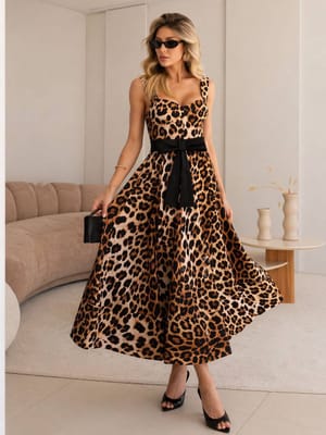 Leopar Desenli Elbise