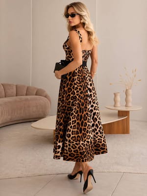 Leopar Desenli Elbise